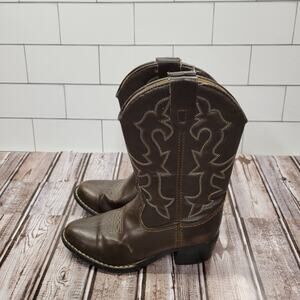 Faded Glory Old West Toddler Size 13 Faux Leather Western Cowboy Boots Brown